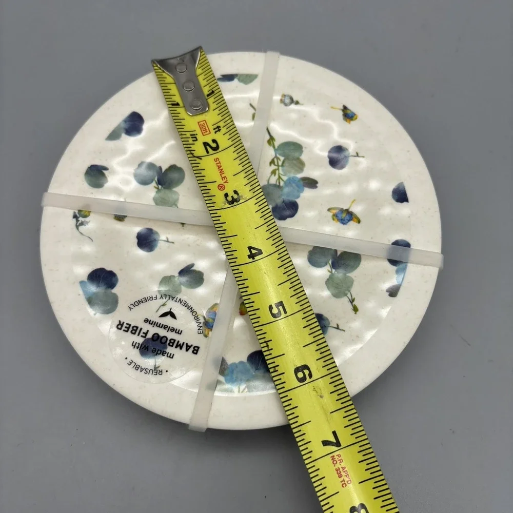 NWT CRAIG LUECK‎ FOR DEMDACO MELAMINE SET OF 4 APPETIZER PLATES ~ BLUE POPPIES